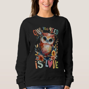 owl with flowers cute owls flying animal morning b sweatshirt