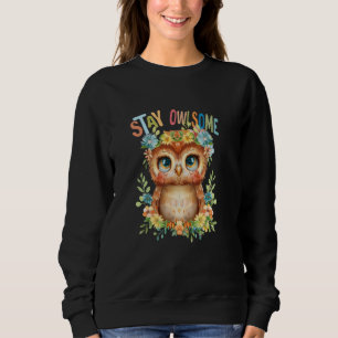 owl with flowers cute owls flying animal morning b sweatshirt