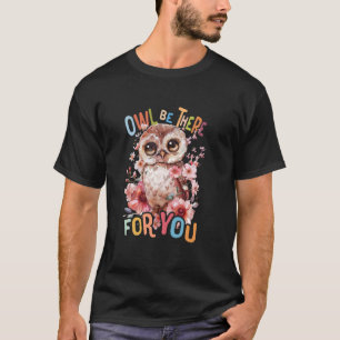 owl with flowers cute owls flying animal morning b T-Shirt