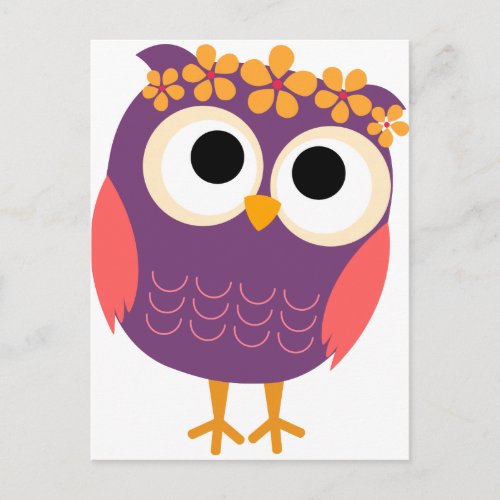 Owl with Flowers in Her Hair Postcard