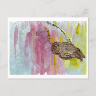 Owl with ghost companions postcard