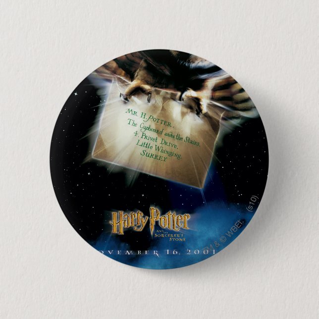 Owl with Letter Movie Poster Pinback Button (Front)