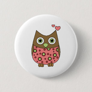 Owl WIth Love Pinback Button