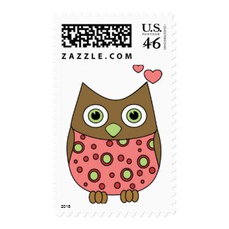 Owl WIth Love Postage Stamps