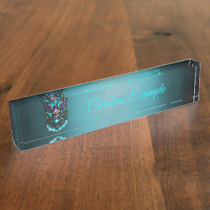 Owl with magical elements. desk name plate
