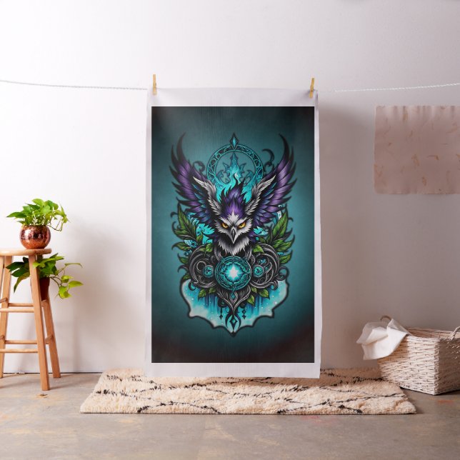 Owl with magical elements.  fabric (In Situ)