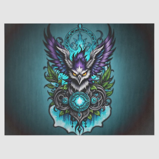 Owl with magical elements. tissue paper (Front)