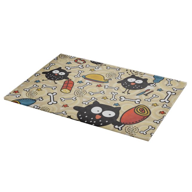 Owl with Meat Pattern Cutting Board (Corner)