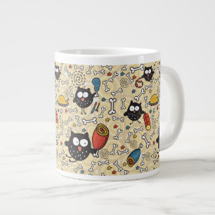 Owl with Meat Pattern Giant Coffee Mug
