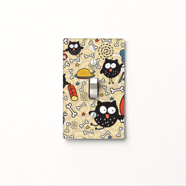 Owl with Meat Pattern Light Switch Cover (In Situ)