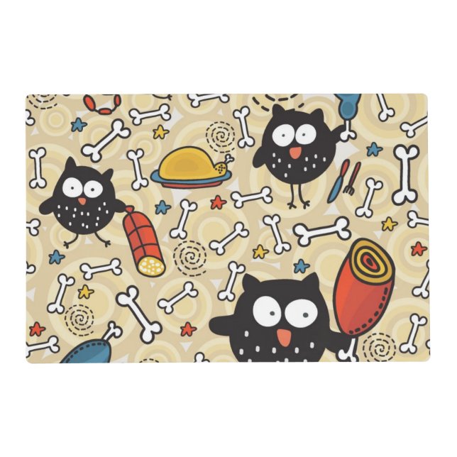 Owl with Meat Pattern Placemat (Front)