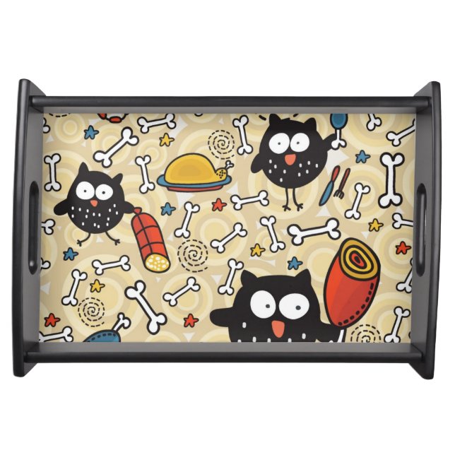 Owl with Meat Pattern Serving Tray (Front)