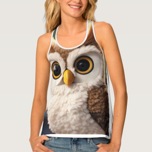 Owl with model  tank top