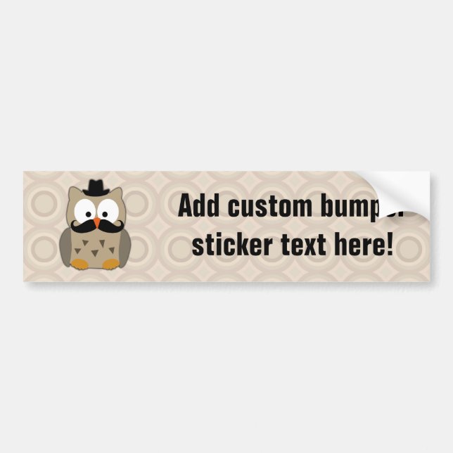 Owl with Mustache and Hat Bumper Sticker (Front)