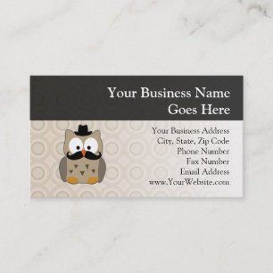 Owl with Mustache and Hat Business Card