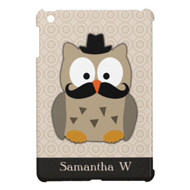 Owl with Mustache and Hat iPad Mini Cover (Back)