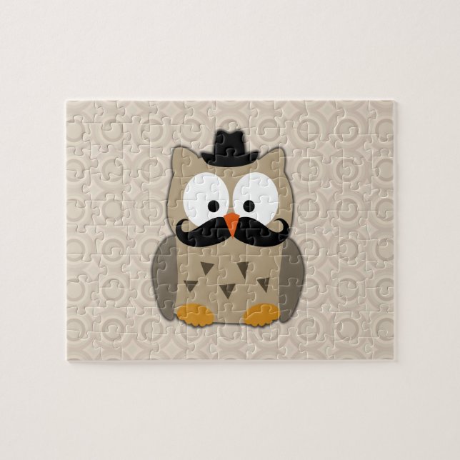 Owl with Mustache and Hat Jigsaw Puzzle (Horizontal)