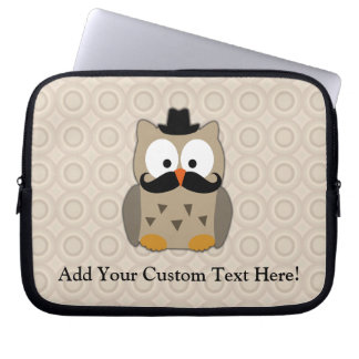 Owl with Mustache and Hat Laptop Sleeve