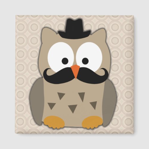 Owl with Mustache and Hat Magnet