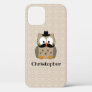 Owl with Mustache and Hat Personalized iPhone 12 Case