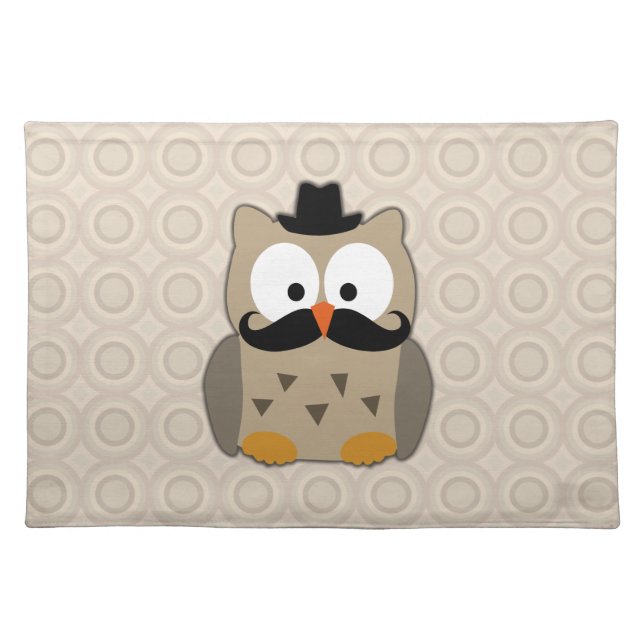 Owl with Mustache and Hat Placemat (Front)