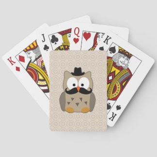 Owl with Mustache and Hat Poker Cards