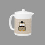 Owl with Mustache and Hat Teapot