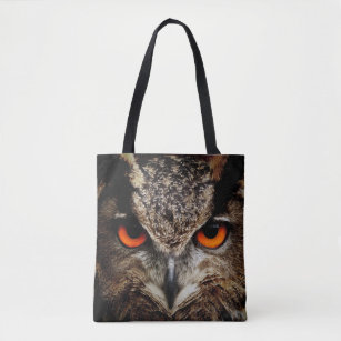 Owl with Orange Eyes Color Tote Bag