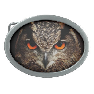 Owl with Orange Eyes Custom Belt Buckle