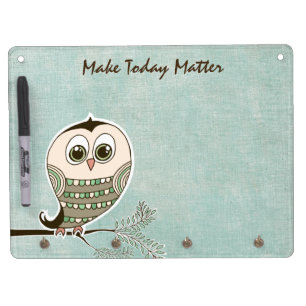 Owl with Quote Affirmation Dry Erase Board With Keychain Holder