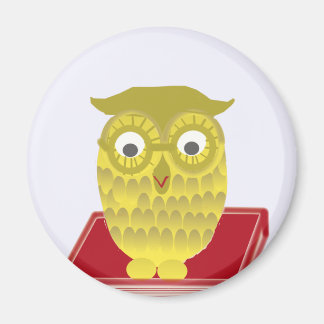 owl with red book magnet