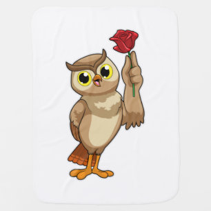 Owl with Rose Baby Blanket