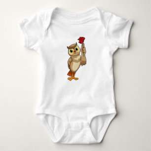 Owl with Rose Baby Bodysuit