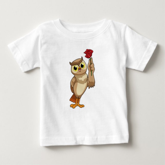 Owl with Rose Baby T-Shirt (Front)