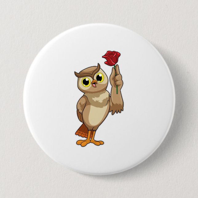 Owl with Rose Button (Front)