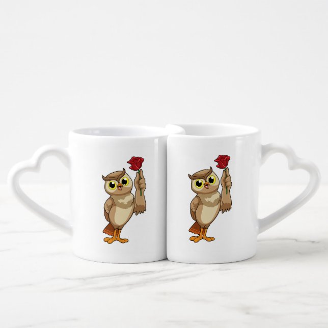 Owl with Rose Coffee Mug Set (Front Nesting)