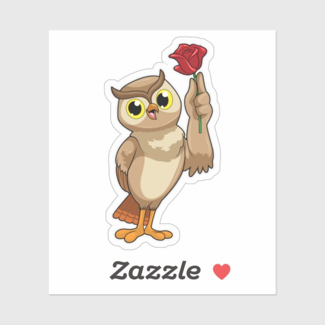 Owl with Rose Sticker (Sheet)