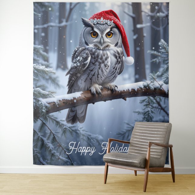 Owl with Santa Hat Backdrop (In Situ)