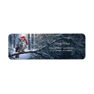 Owl with Santa Hat Return Address Label