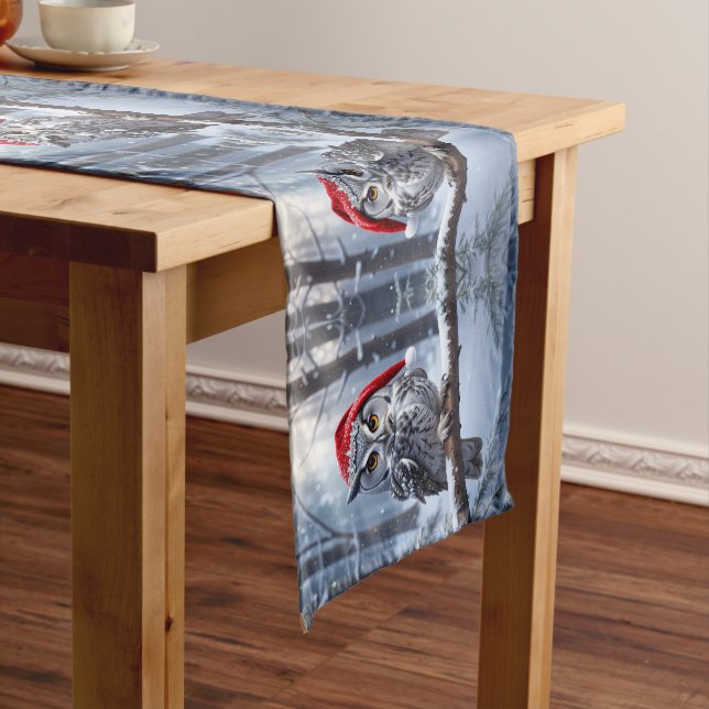 Owl with Santa Hat Table Runner (In Situ)