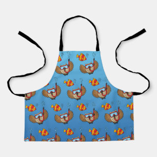 Owl with Snorkel Mask and Tropical Fish Apron