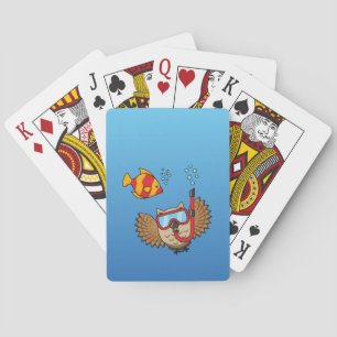 Owl with Snorkel Mask and Tropical Fish Poker Cards