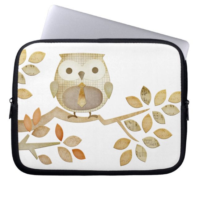 Owl with Tie in Tree Electronics Bag (Front)