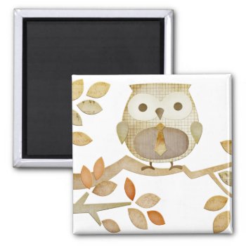 Owl With Tie In Tree Magnet by CuteLittleTreasures at Zazzle