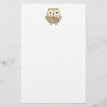 Owl With Tie Stationery by CuteLittleTreasures at Zazzle