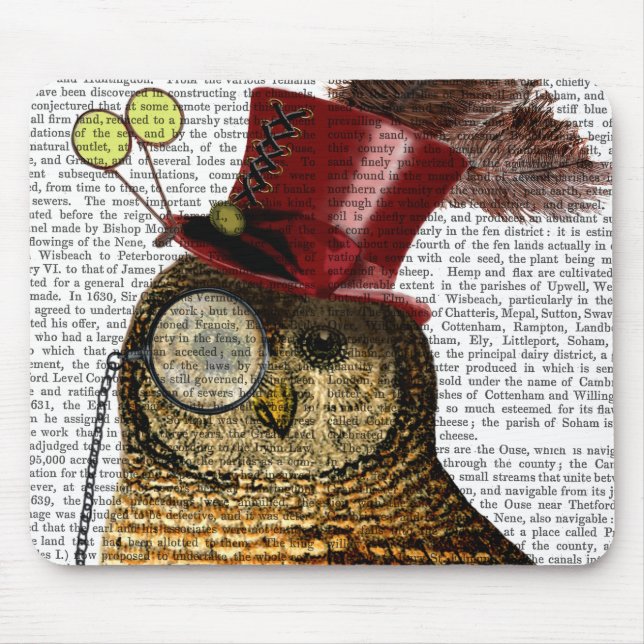 Owl With Top Hat 3 Mouse Pad (Front)