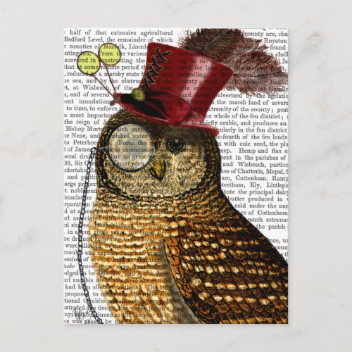 Owl With Top Hat 3 Postcard