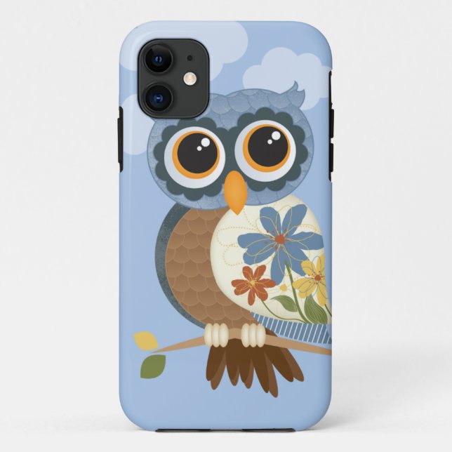 Owl with Vintage Flowers Case-Mate iPhone Case (Back)