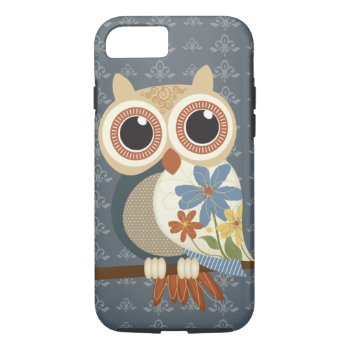 Owl With Vintage Flowers Iphone 7 Case by JodisDesigns at Zazzle