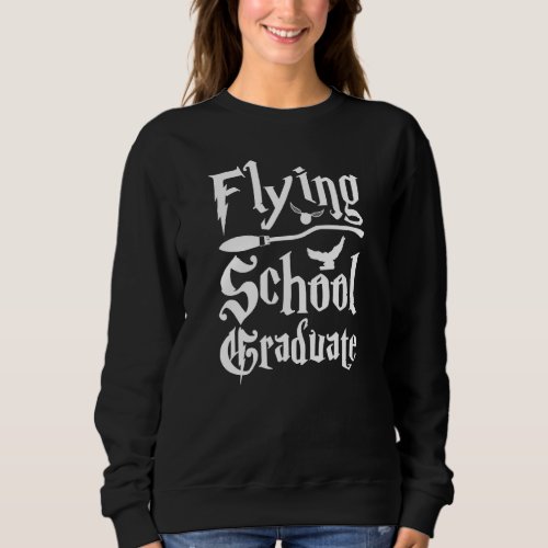 Owl Wizard School Broom Flying School Graduate Sweatshirt